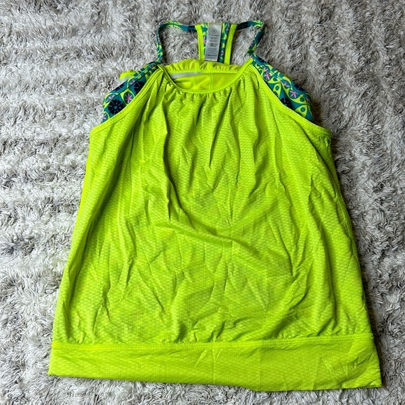 Ivivva by Lululemon 10/12 neon yellow, teal blue  and pink built in bra - Picture 2 of 16